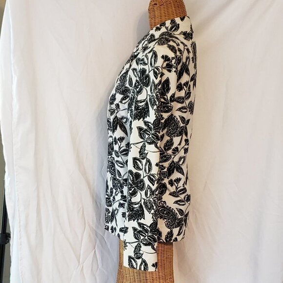 Vintage Ladies WEEKENDERS Printed Summer Blazer in Black/White - S - Picture 2 of 4